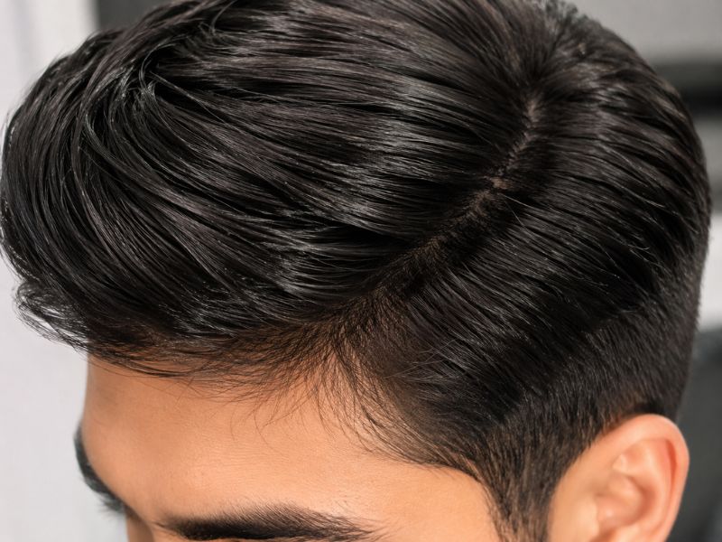 Healthy keratin-treated hair texture for boys