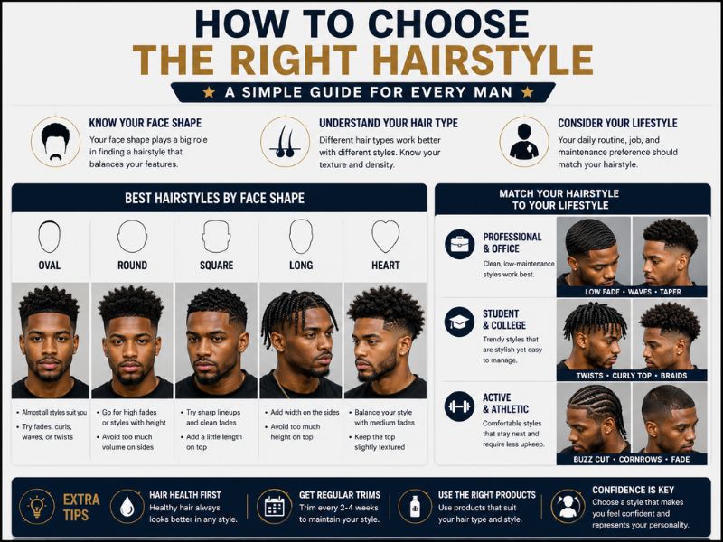 How to choose the right hairstyle for men based on face shape, hair type, and lifestyle preferences