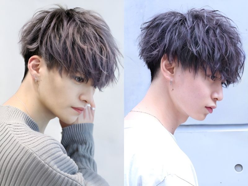 Korean perm hairstyle for boys with soft textured waves