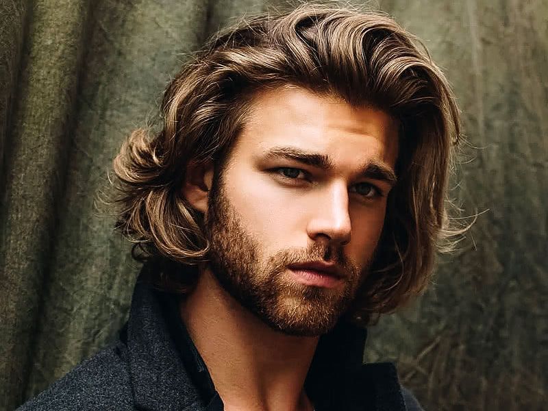 “Professional long hairstyle look for men in office style”