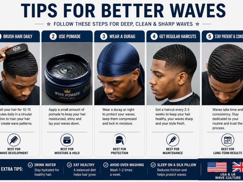 360 waves haircut with sharp fade for black men
