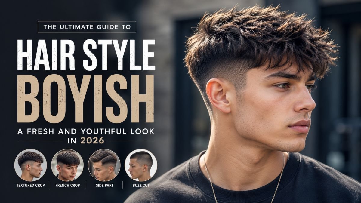 "Modern hair style boyish haircut for men with textured crop and fade"