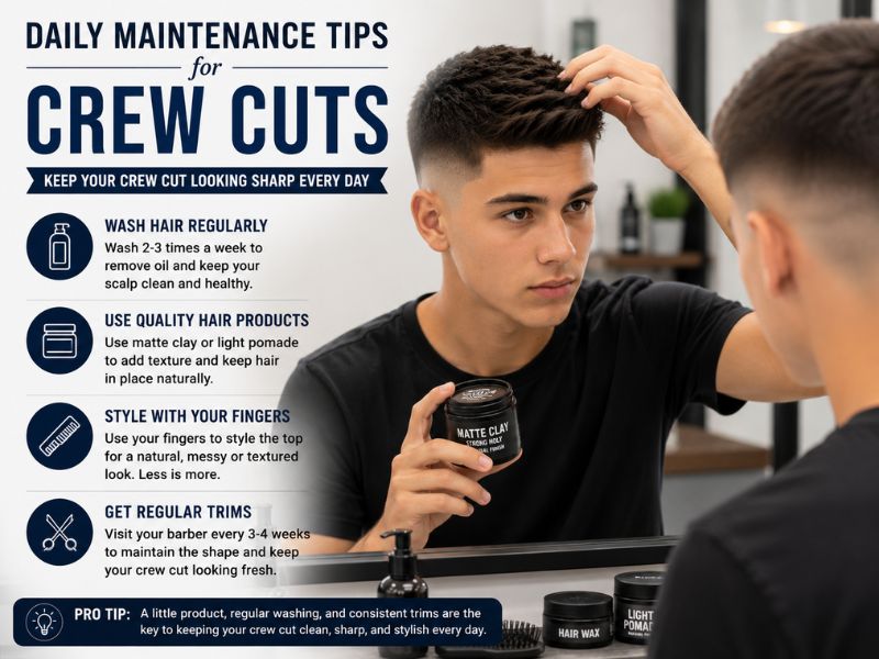 Daily maintenance and styling tips for crew cuts using matte clay