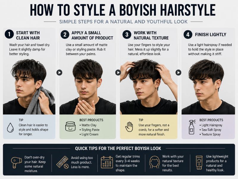 How to style a boyish hairstyle for men step by step