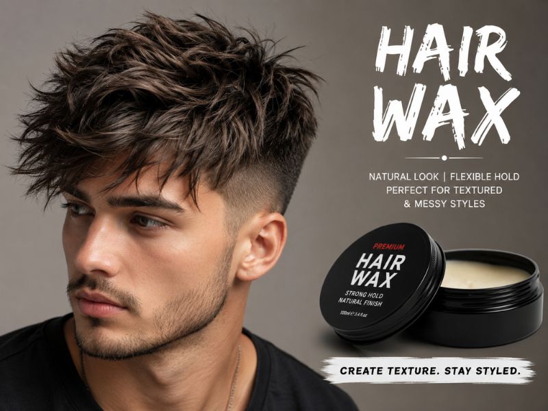 Textured messy hairstyle for men created with hair wax