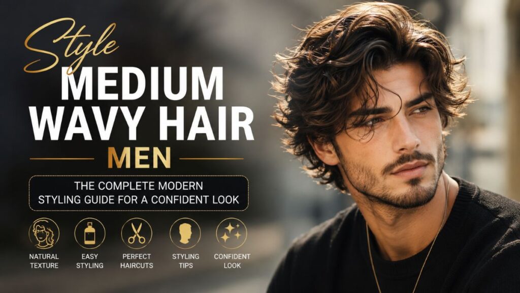Style medium wavy hair men with natural texture and modern appearance