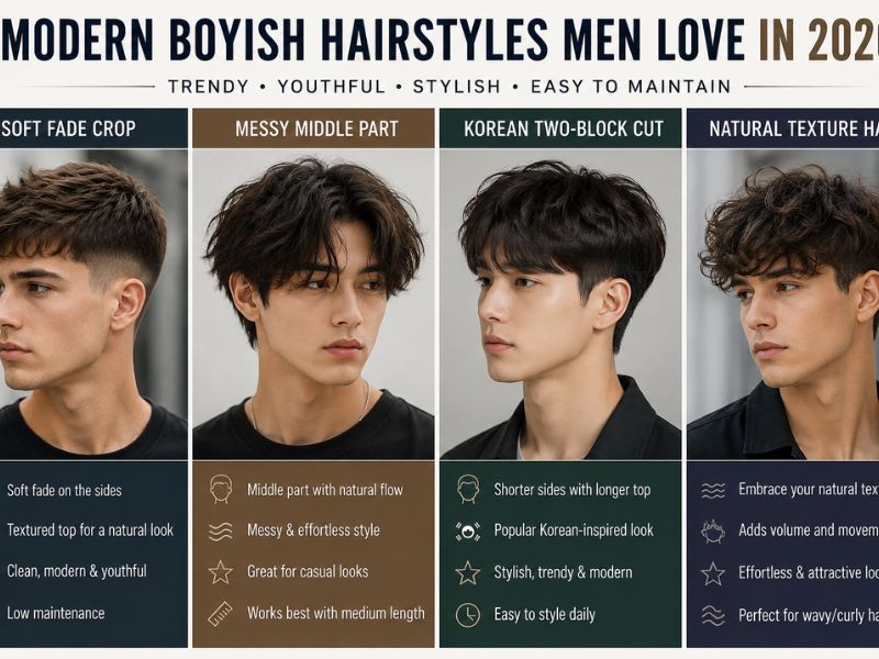 Trending modern boyish hairstyles for men in 2026
