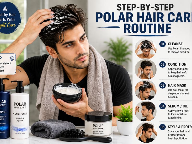 Applying a polar hair care treatment for healthy hair