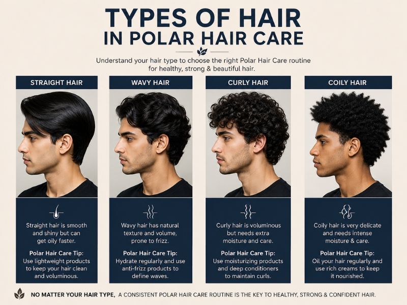 Different hair types in a polar hair care routine