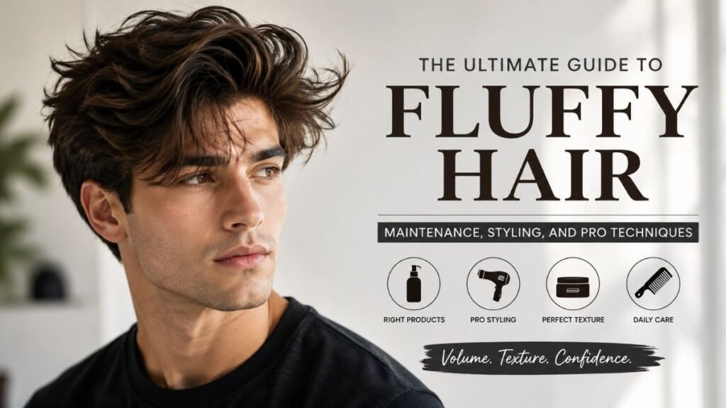 Fluffy hair tutorial showing soft and voluminous hairstyle for men