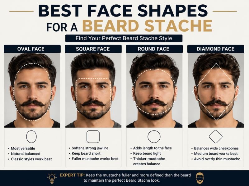 Best face shapes that suit a beard stache style