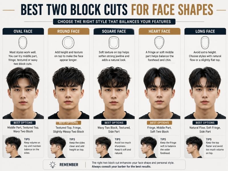 Best two block haircut styles for different male face shapes