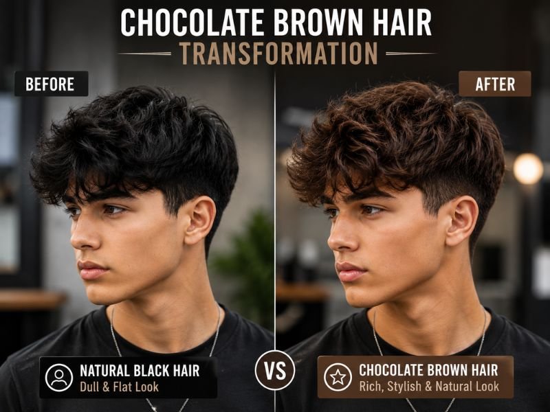 Before and after chocolate brown hair transformation for boys