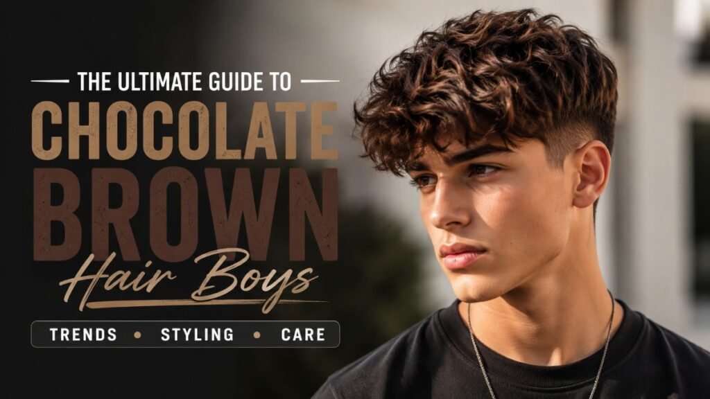 Chocolate brown hair boys with modern textured quiff hairstyle