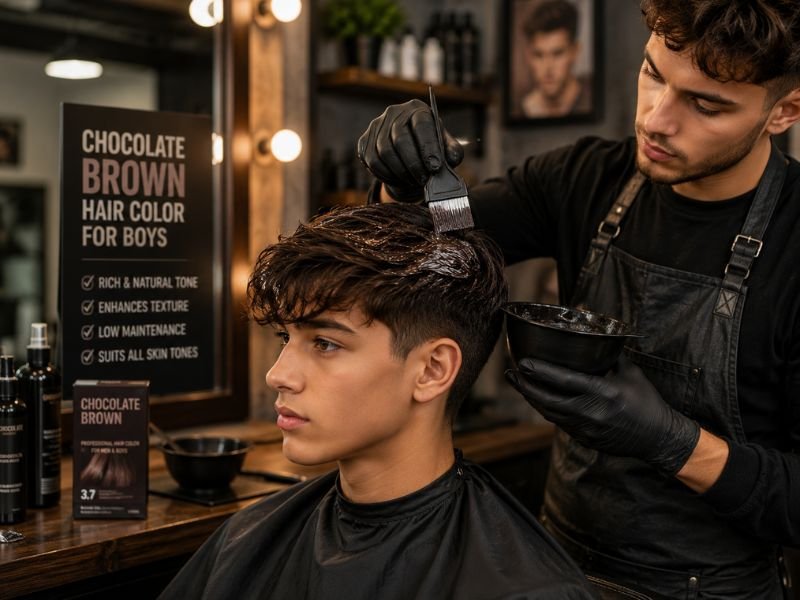 Professional chocolate brown hair coloring for boys