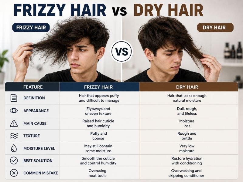 frizzy hair vs dry hair comparison