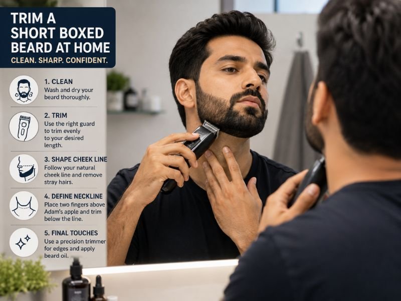 Short boxed beard compared with stubble and corporate beard styles