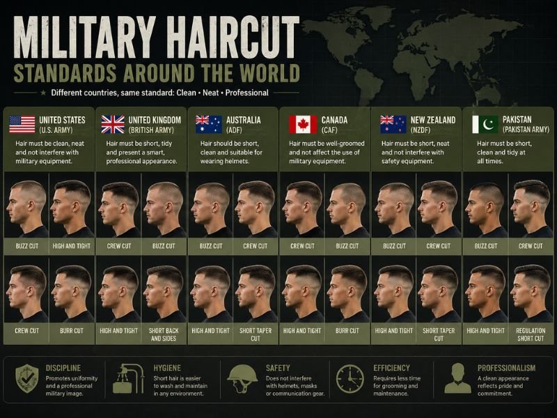 Military haircut grooming standards around the world