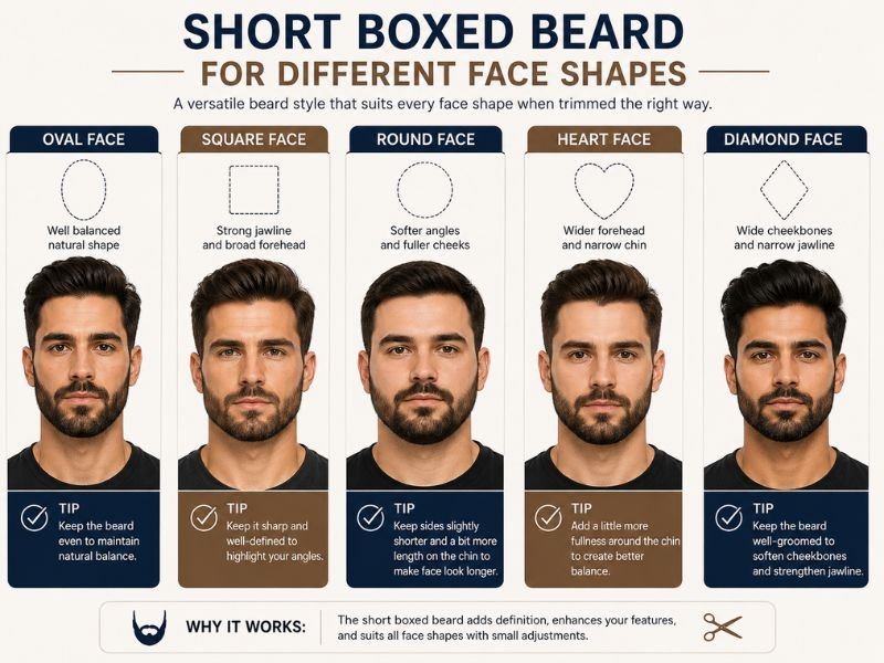 Best face shapes for a short boxed beard style