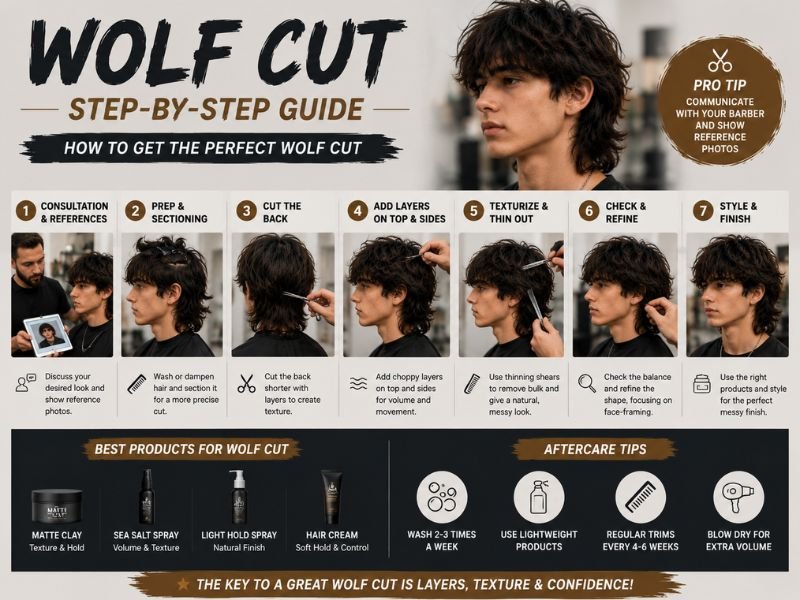 Modern wolf cut hairstyle for boys final look