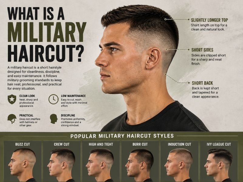 Diagram showing the structure of a military haircut