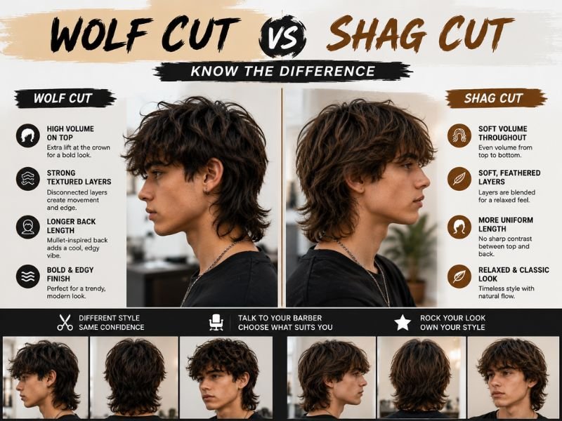 Wolf cut vs shag haircut comparison for boys