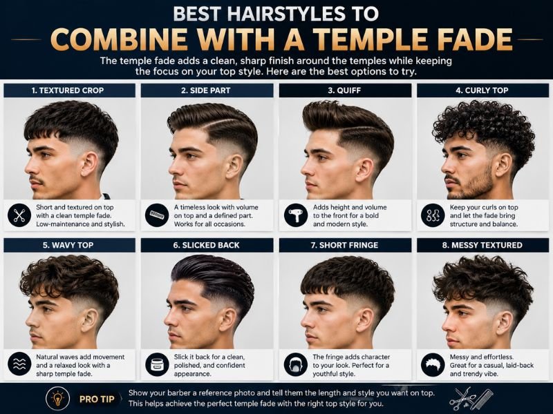 Popular hairstyles to pair with a temple fade haircut