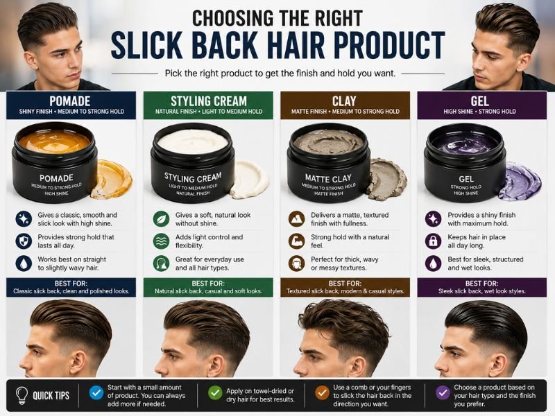 Slick back hair products pomade cream clay and gel comparison