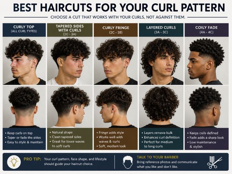 Best haircuts for different curly hair types in men