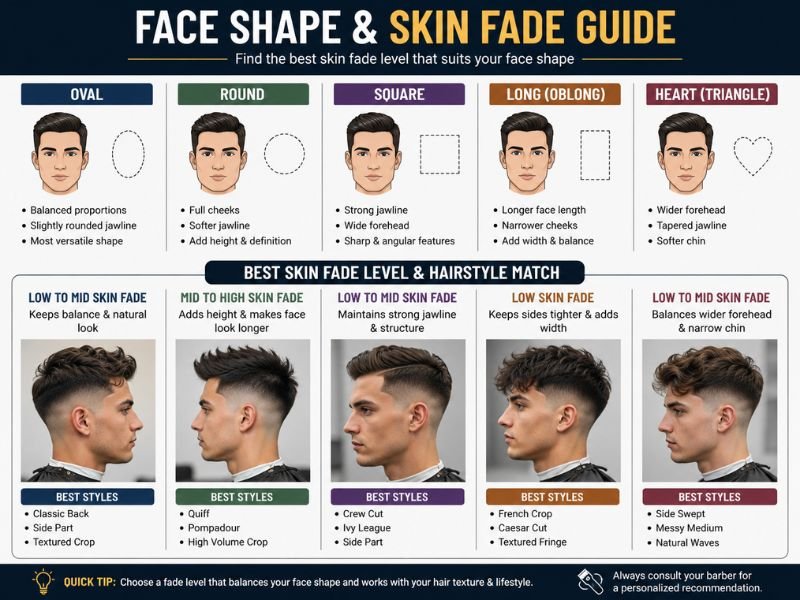 Best skin fade haircut levels for different boys' face shapes