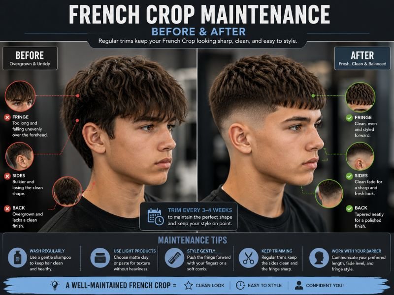 French crop haircut maintenance before and after for boys