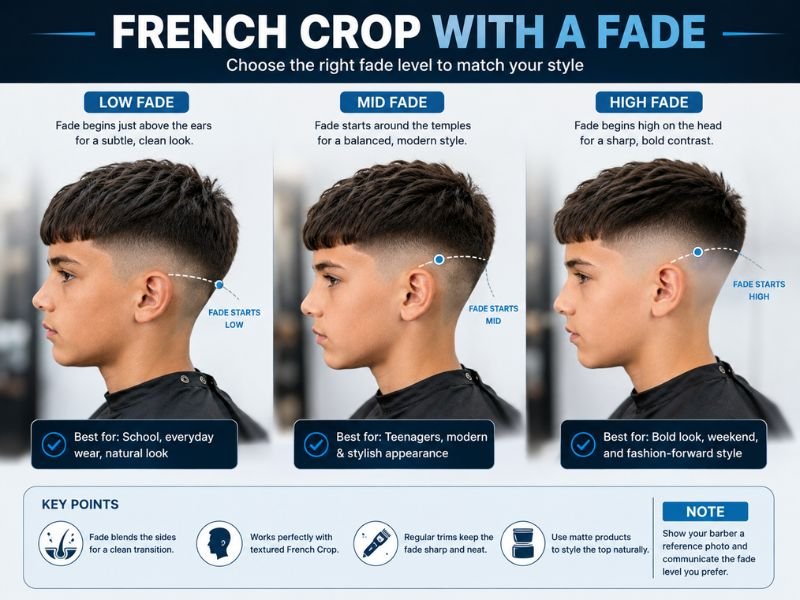 French crop with low mid and high fade comparison