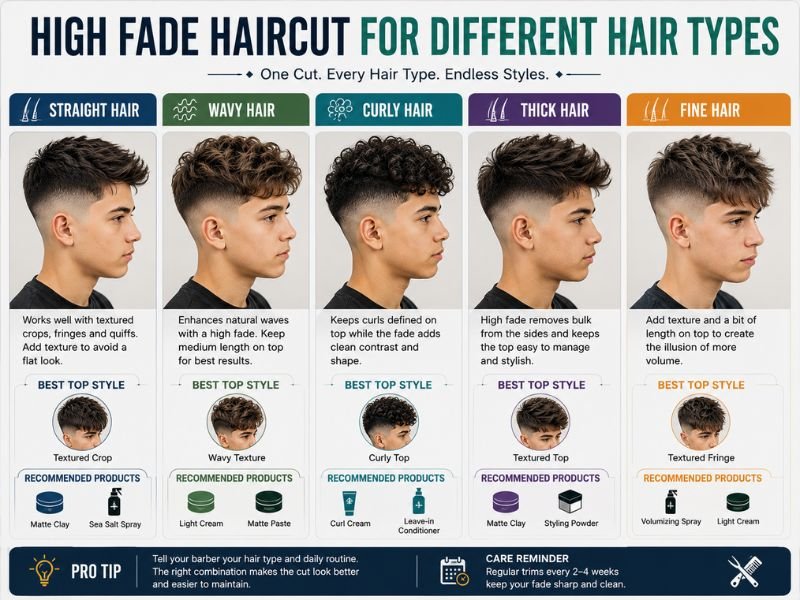 High fade haircut for different hair types