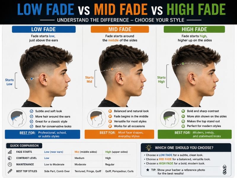 high fade vs mid fade vs low fade