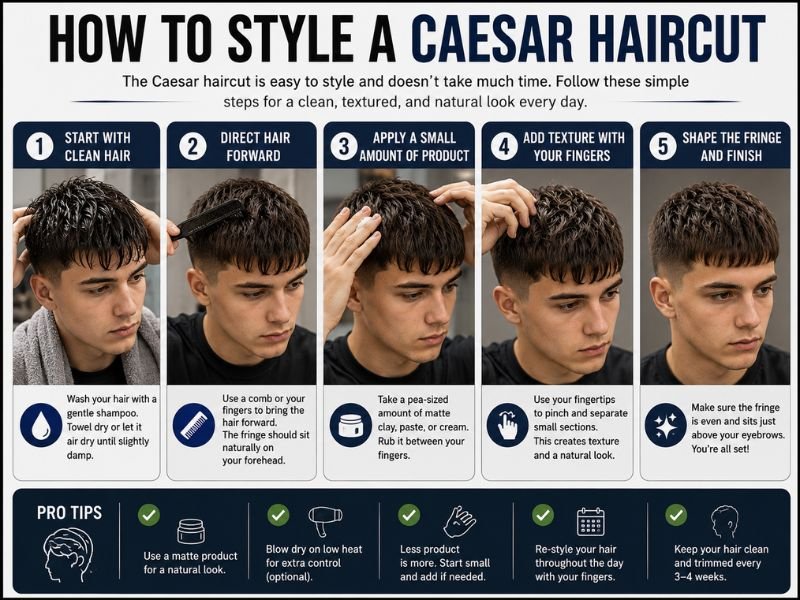 how to style a Caesar haircut step by step