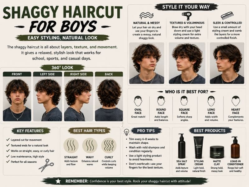 How to style a shaggy haircut step by step for boys