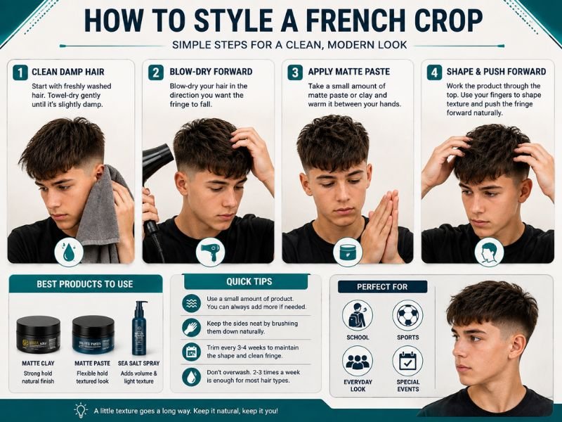 How to style a French crop with matte paste step by step