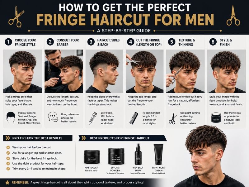Step by step guide to styling a men's fringe haircut