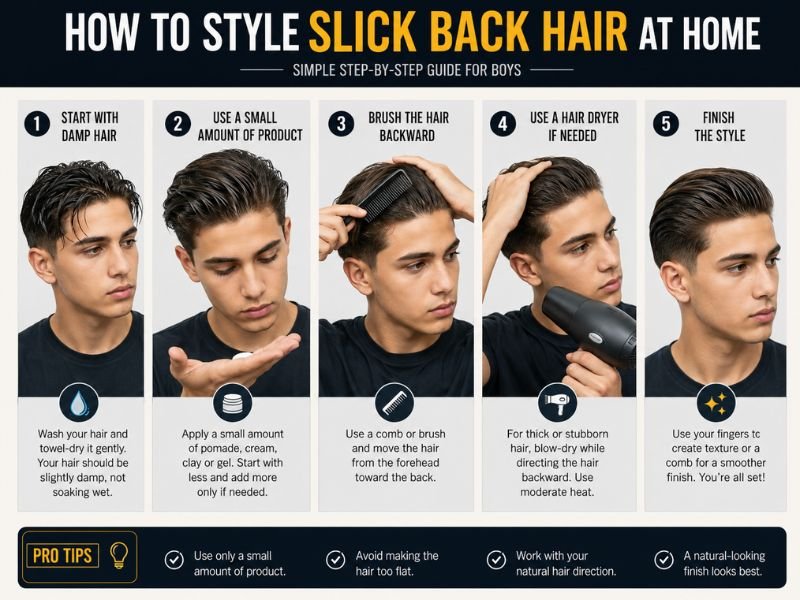 How to style slick back hair step by step at home