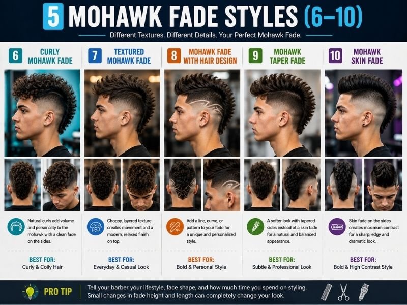 Curly textured taper skin fade and hair design mohawk styles