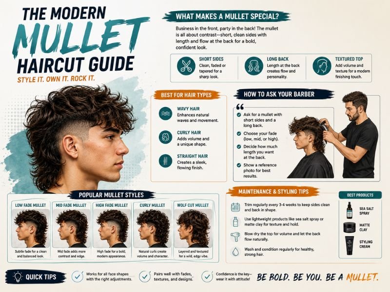Mullet haircut maintenance guide for boys with side trims and back hair care