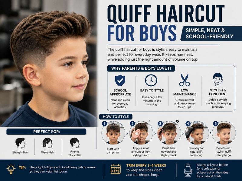 School-friendly quiff haircut for boys