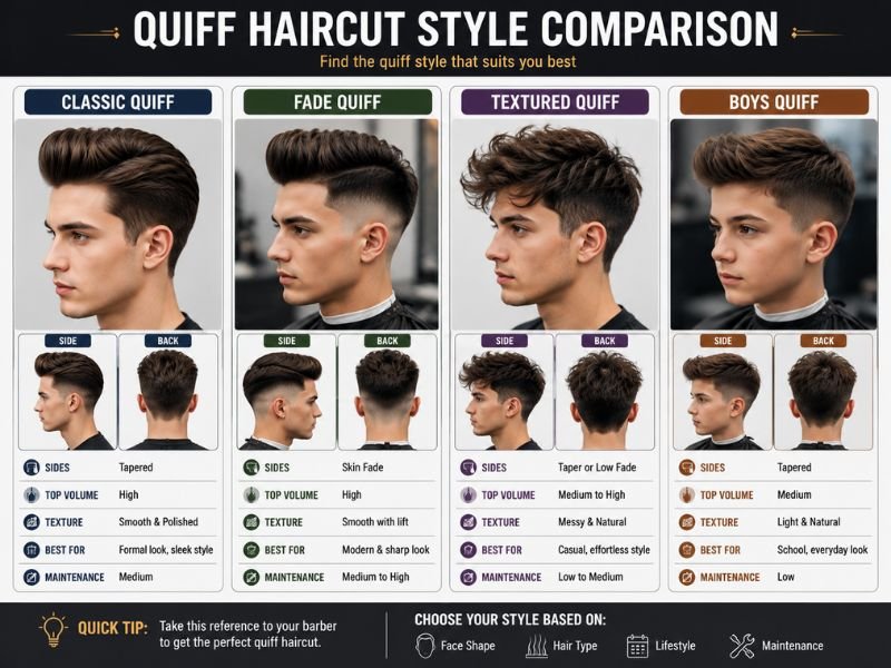 Quiff haircut style comparison