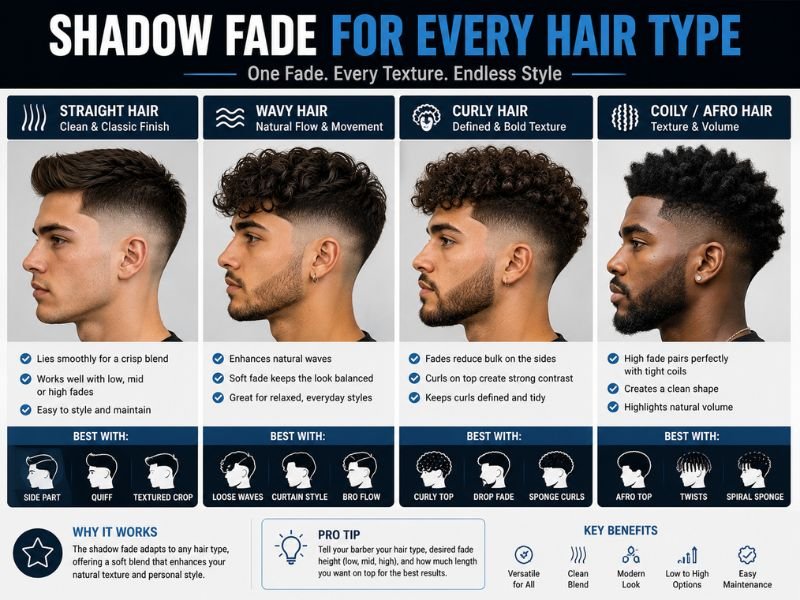 Shadow fade for different hair types