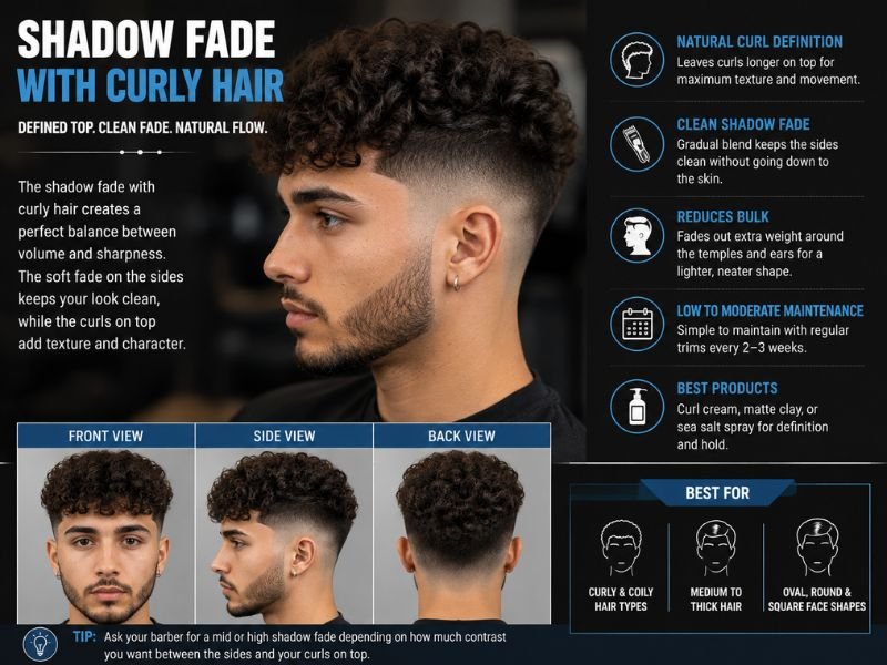 Curly hair with shadow fade