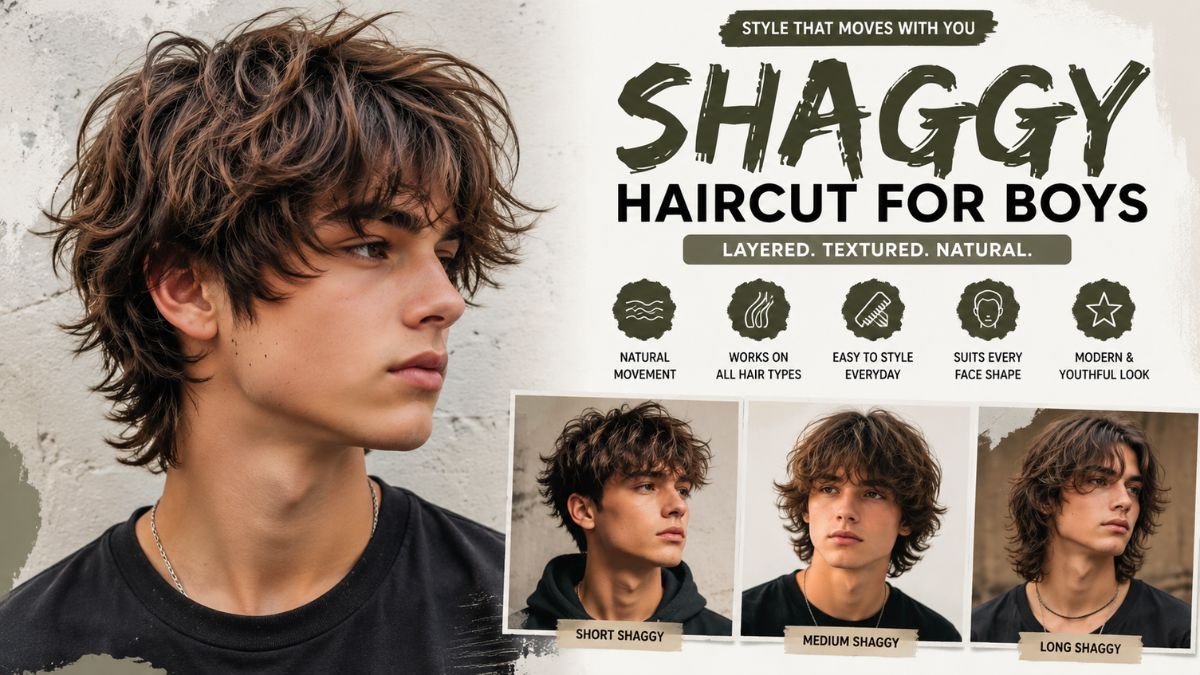 Shaggy haircut for boys with layered texture and natural movement