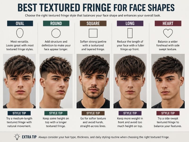 Best textured fringe hairstyles for different men’s face shapes