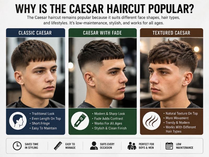popular Caesar haircut styles for boys and men