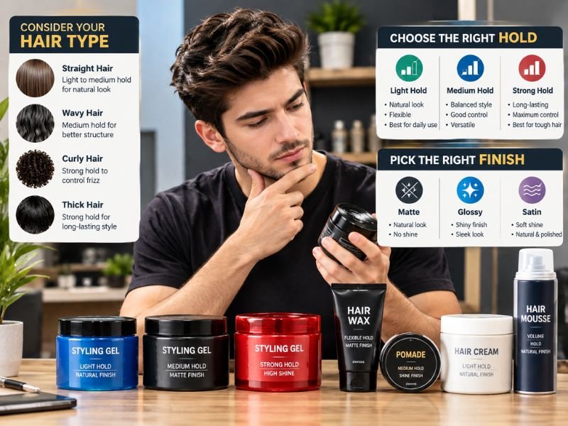 man choosing the right styling gel for his hair type