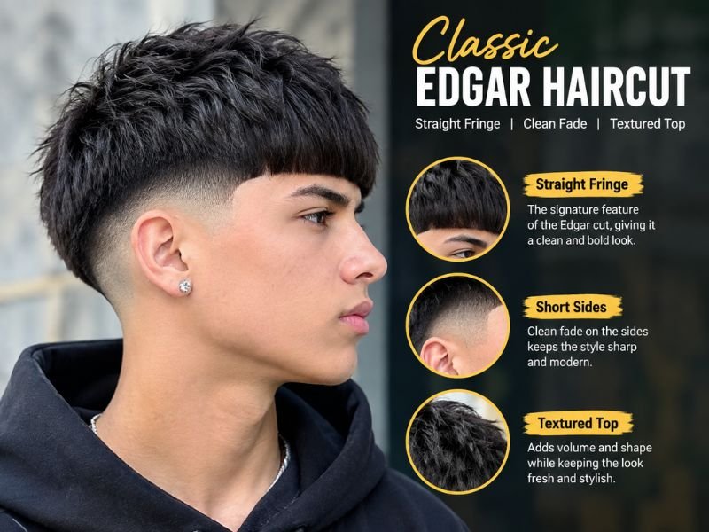 Classic Edgar Cut with straight fringe